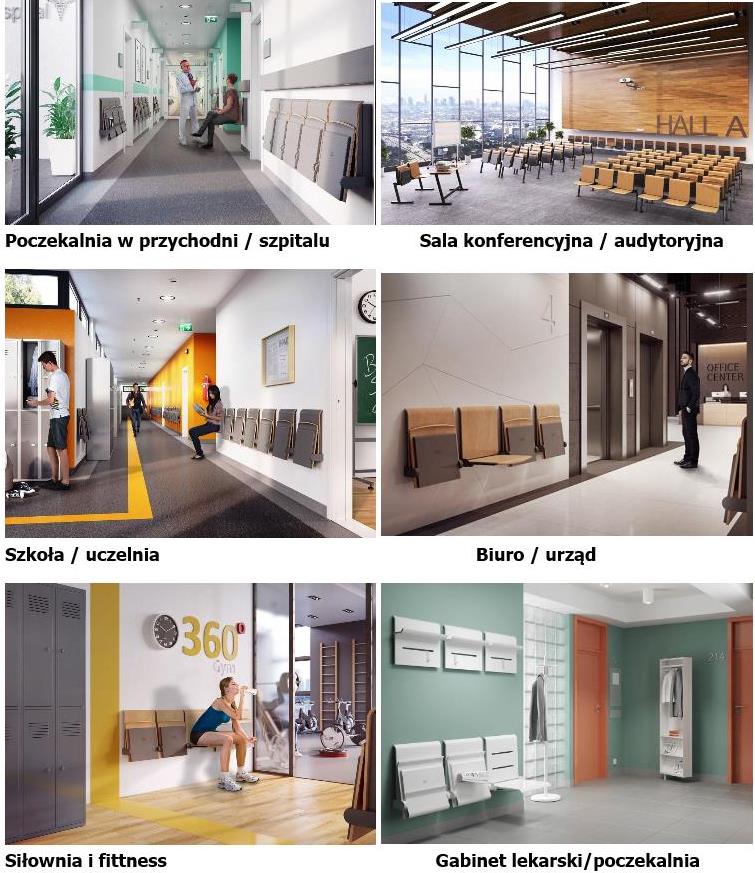 siedziska krzesła mocowane do ściany przychodnia korytarz poczekalnia siedziska krzesła mocowane do ściany przychodnia korytarz poczekalnia